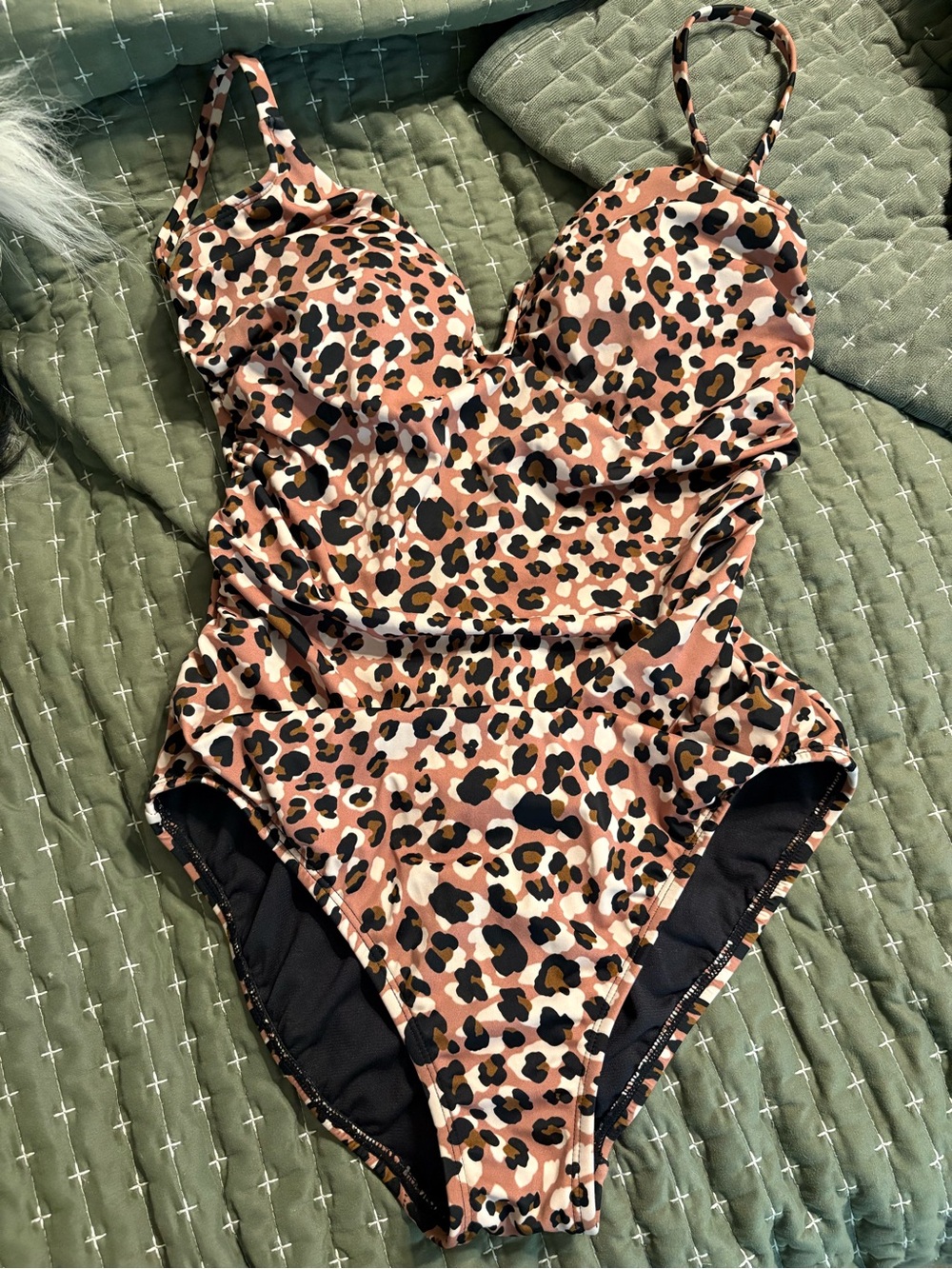 Time and Tru Leopard One-Piece Swimsuit Size L